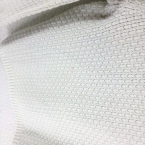 Damaged Stained Talbots Petite P White Cotton Cable Knit Sweater Button Front - Picture 6 of 9